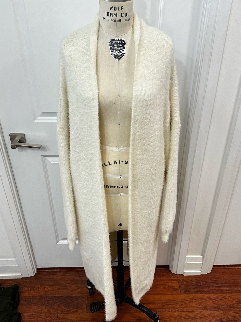 Open-Front Longline Cardigan Sweater - Cream (one size from S to L )
